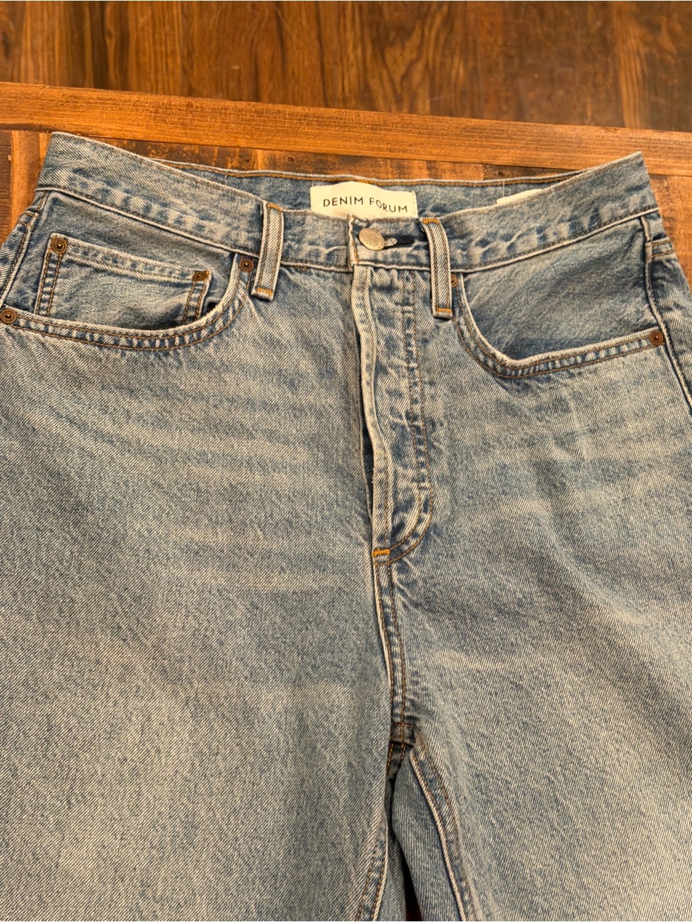 Denim Forum Light Blue High-Rise Straight Jeans - Women's - Picture 6 of 9